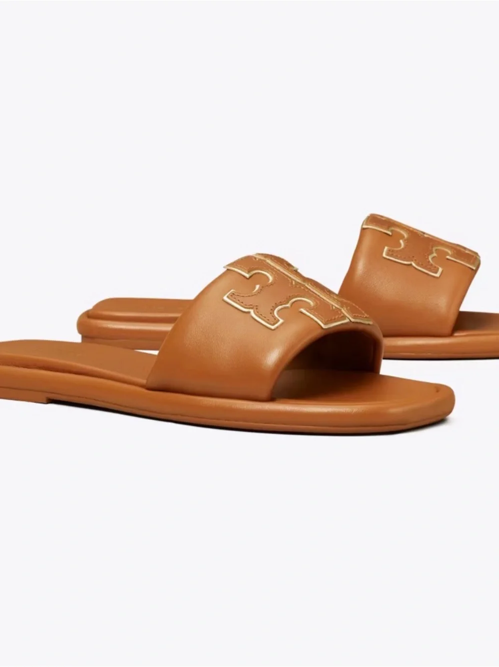 Tory Burch Double T Sport Slides Bourbon Miele / Gold Size 9.5 Clean Girl